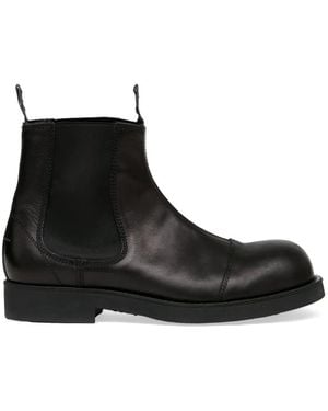 MM6 by Maison Margiela Biker Leather Chelsea Boots - Black