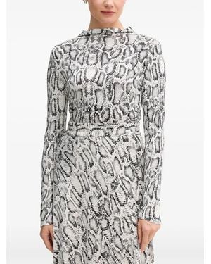 MARC AUREL Snake-Print Long-Sleeve Top - Grey