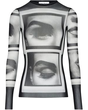 Jean Paul Gaultier Printed Long-Sleeve Top - Gray