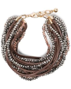 Antonelli Joshua Beaded Leather Bracelet - Metallic