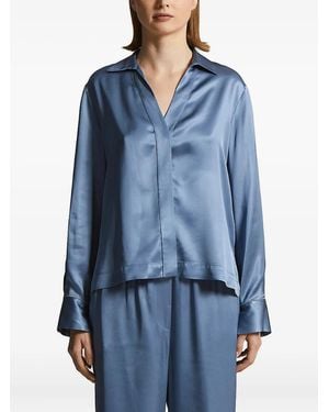 Peserico Satin-Panelled Shirt - Blue