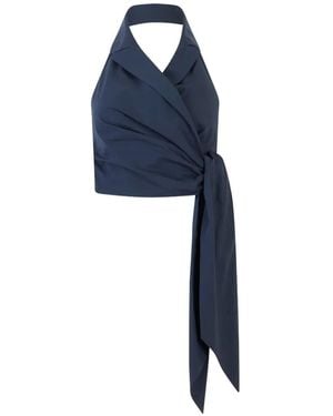 Rosie Assoulin Halter Tie Top - Blue