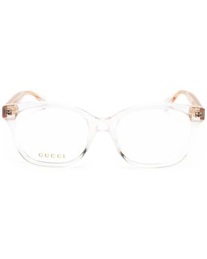 Gucci Rectangle-Frame Glasses - Natural