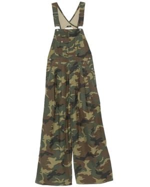 R13 Camouflage-Print Dungarees - Green