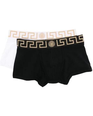 Versace グレカボーダー ボクサーパンツ セット - ブラック