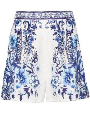 CAMILLA Glaze And Graze Linen Shorts - Blue