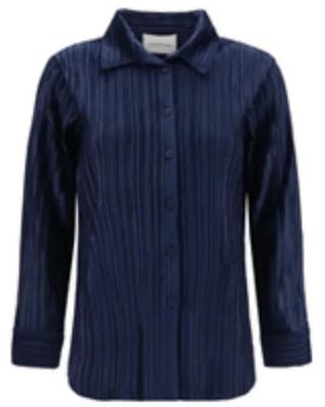 GONGDID DESIGN Plissé-Effect Long-Sleeve Shirt - Blue