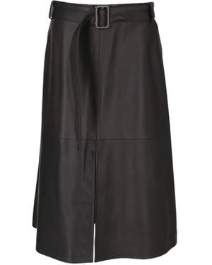 Isaia Belted Slit-Detail Skirt - Black