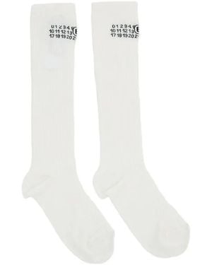 MM6 by Maison Margiela Numeric Signature Ribbed-Knit Socks - White