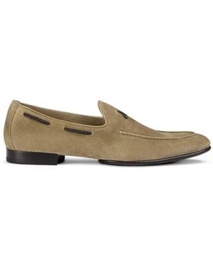 Doucal's Braided-Lace Suede Loafers - Natural