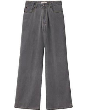 Miu Miu Vaqueros Anchos Con Logo Bordado - Gris