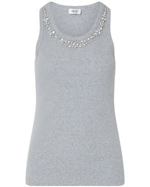 Liu Jo T-Shirt With Jewel Decoration - Gray