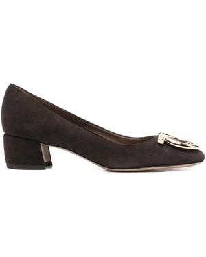 Ferragamo 40Mm Gancini-Embellished Block-Heel Court Shoes - Brown