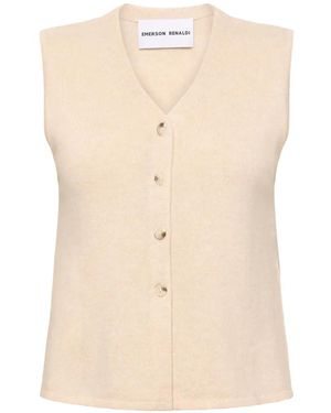 EMERSON RENALDI Button-Up V-Neck Vest - Natural