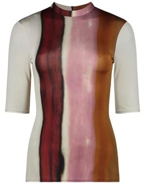 Ellery Stripe-Print Short-Sleeve T-Shirt - Brown