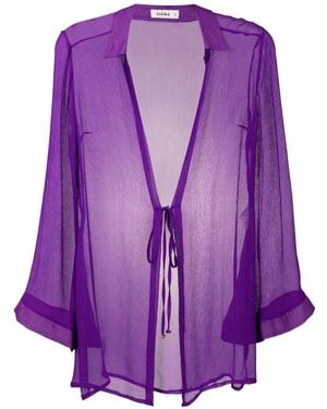 Amir Slama Tie-Front Silk Beach Cover-Up - Purple