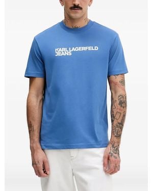 KARL LAGERFELD Logo-Print T-Shirt - Blue