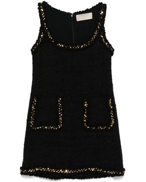 Elie Saab Embroidered Tweed Mini Dress - Black