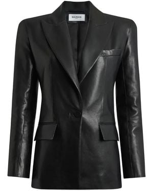 Balmain Structured-Shoulder Lambskin Jacket - Black
