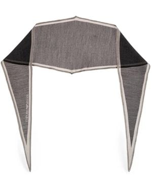Emporio Armani Sciarpa Asimmetrica Con Logo - Grigio