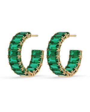 VEYNOU 14Kt Recycled Eden Eternity Emerald Hoop Earrings - Green
