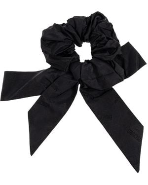Moschino Logo-Jacquard Bow Hair Scrunchie - Black