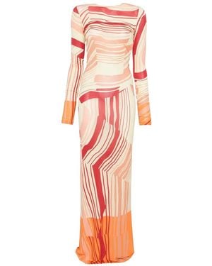 Raquel Diniz Abstract-Print Open-Back Maxi Dress - White