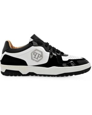 Philipp Plein Hexagon Logo-Plaque Panelled Trainers - White
