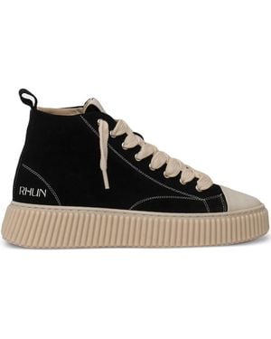 Rhun High-Top Fluted-Sole Trainers - Black
