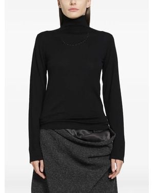PILLINGS Perforierter Rollkragenpullover - Schwarz
