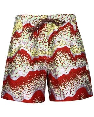 Atelier Vlisco Bubble Waves Drawstring Shorts - Red