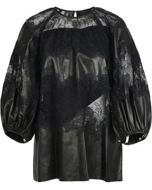 Valentino Garavani Lace Puff-Sleeve Blouse - Black