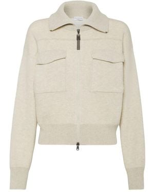 Brunello Cucinelli Doppelstrick-Cardigan - Natur