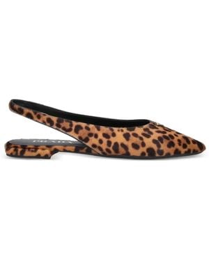 Prada Ballerines Imprimées En Cuir - Blanc