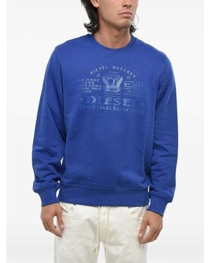 DIESEL Logo-Print Crew-Neck Sweatshirt - Blue