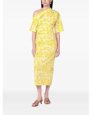 BERNADETTE Floral-Print One-Shoulder Midi Dress - Yellow