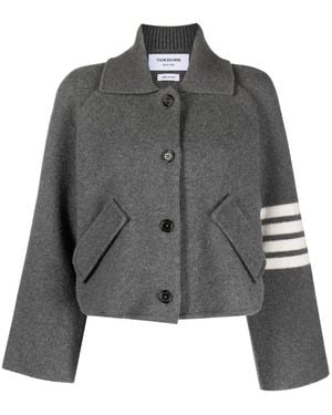 Thom Browne Giacca Crop Con Dettaglio A 4 Righe - Grigio