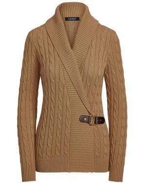 Ralph Lauren Cable-Knit Buckled Cardigan - Brown