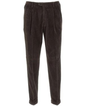 Devore Pantalon Côtelé À Ourlets Retroussés - Noir