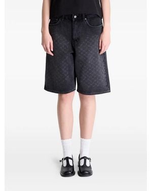 Daily Paper Monogram-Pattern Denim Shorts - Black
