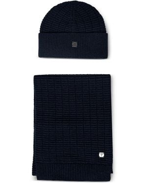 Joop! Ribbed Logo-Plaque Scarf - Blue