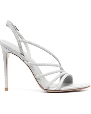Le Silla 115Mm Metallic Leather Sandals - White