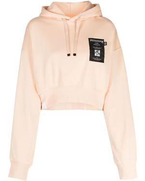 Izzue Logo-Patch Cropped Hoodie - Natural