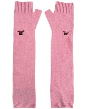 Ganni Embroidered Knit Mitts - Pink