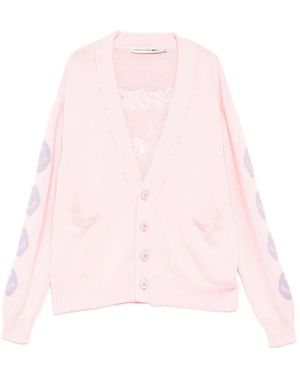 Joshua Sanders Smiley-Face V-Neck Cardigan - Pink