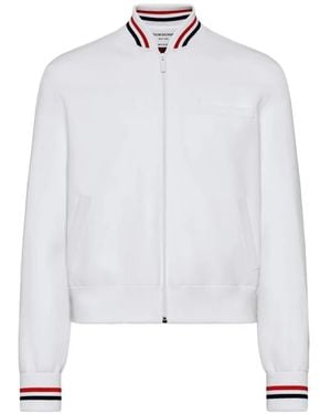 Thom Browne Browne 65 Intarsia-Knit Bomber Jacket - White