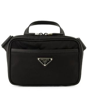 Prada Re-Nylon Leather Messenger Bag - Black