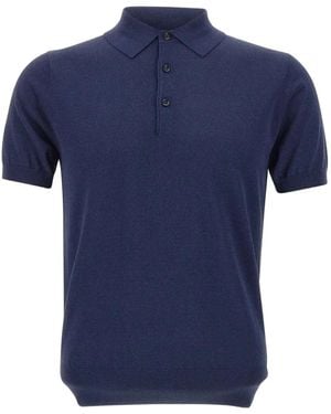 Kangra Ribbed-Edge Short-Sleeve Polo Shirt - Blue