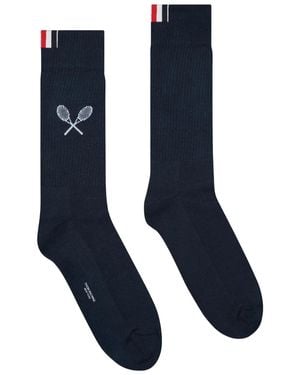 Thom Browne Calzini Con Dettaglio A Coste - Blu