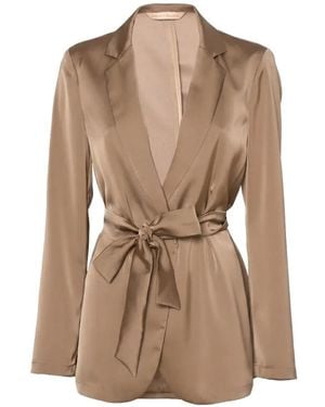 Pennyblack Belted Satin-Finish Jacket - Natural